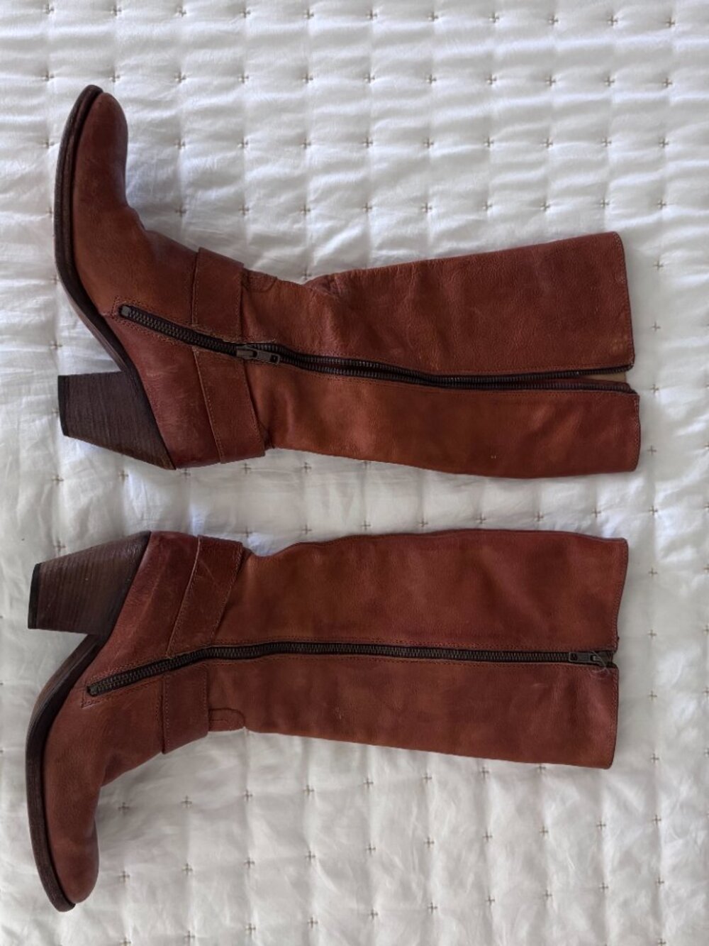 Frye Brown Leather Tall Buckle Boots Women's 8.5 - Picture 2 of 5